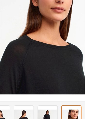 Siyah Kadın Pamuklu Rahat Kesim Kazak - Görsel 4