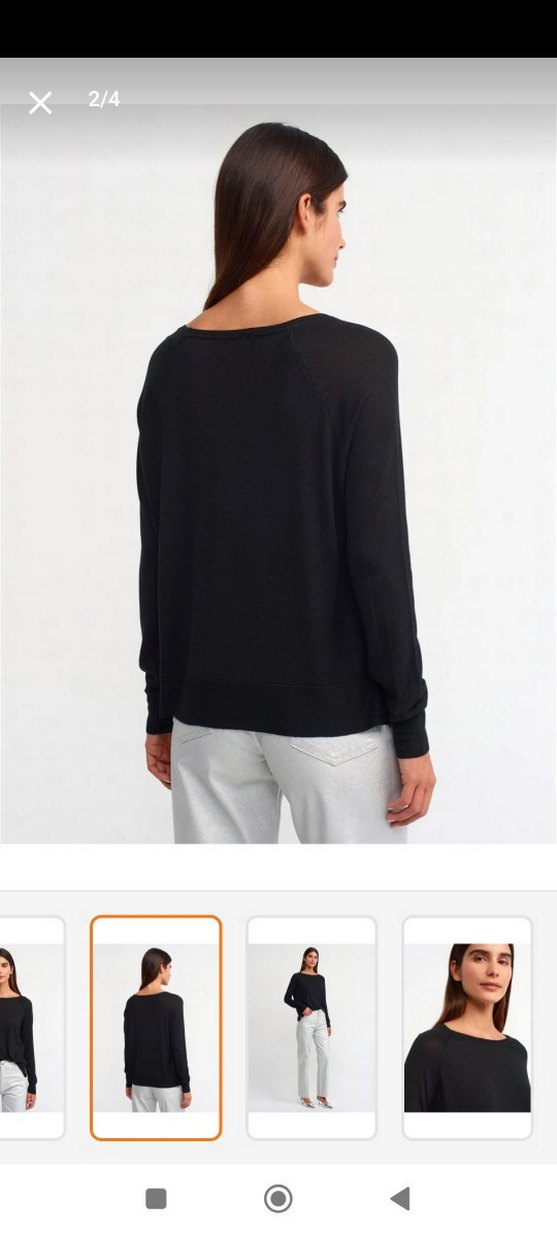 Siyah Kadın Pamuklu Rahat Kesim Kazak - Görsel 2