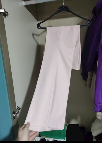 Kadın pudra rengi Midi Kumaş Pantolon