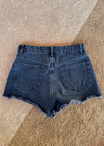 Zara Siyah Yüksek Bel Mini Denim Şort