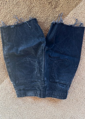 34 Beden siyah Renk Kadın Siyah Mom Midi Denim Şort