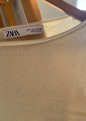 s Beden Bej Kadın Salaş Bisiklet Yaka Crop Top Kazak