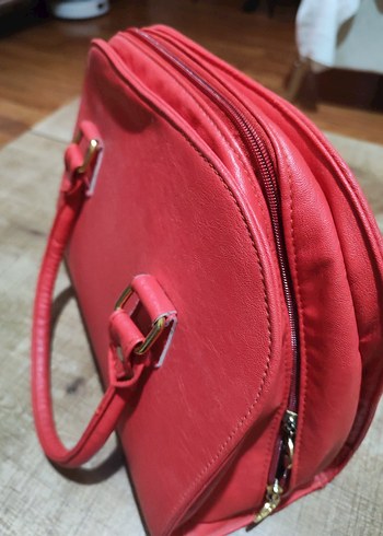 Kırmızı Deri Kadın Çanta - Görsel 2