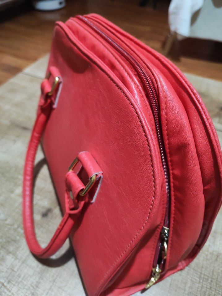 Kırmızı Deri Kadın Çanta - Görsel 2