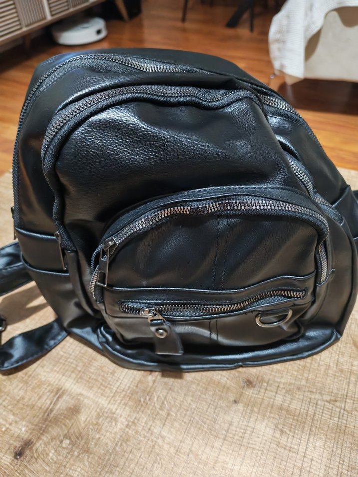 Siyah Deri Biker Sırt Çantası - Görsel 3