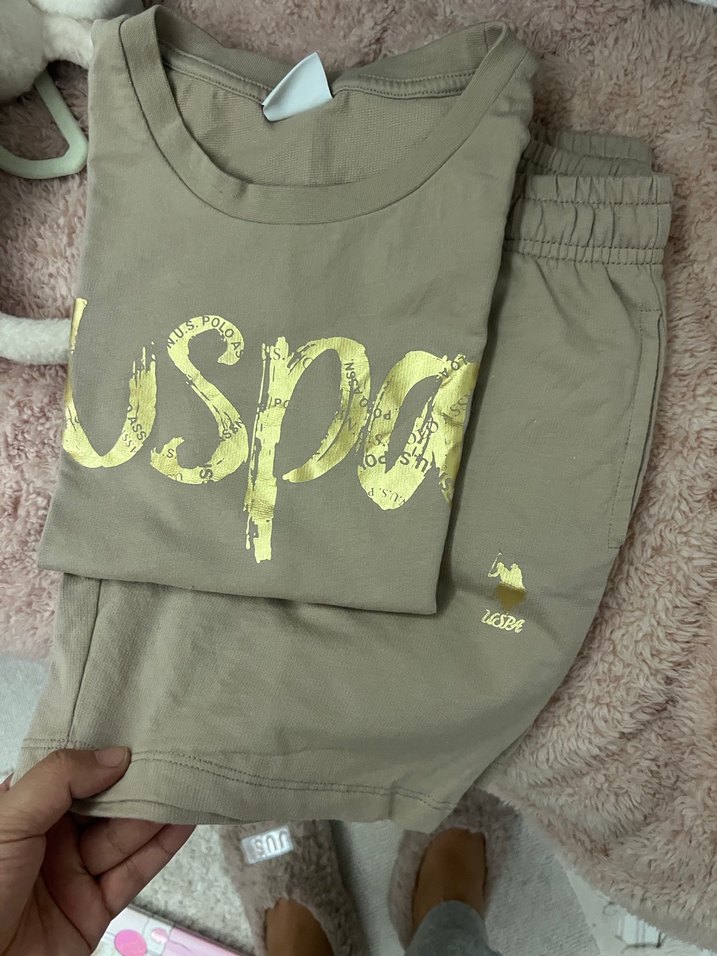 Usa polo kız çocuk şort tsırt takım - Görsel 2