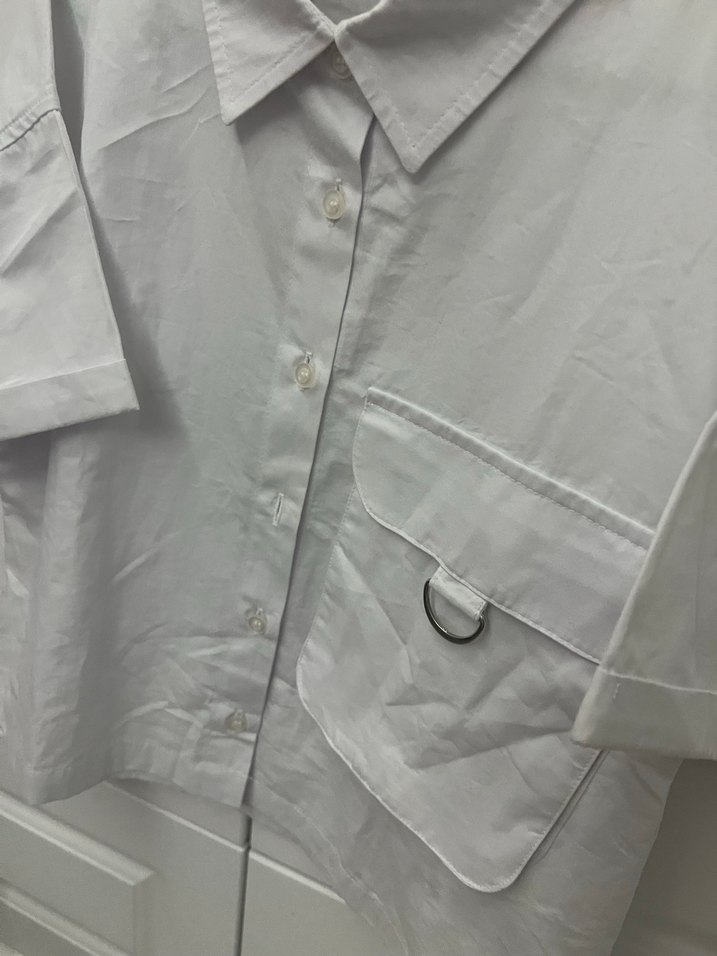 Kız Çocuk Beyaz Kısa Kollu gömlek - Görsel 3