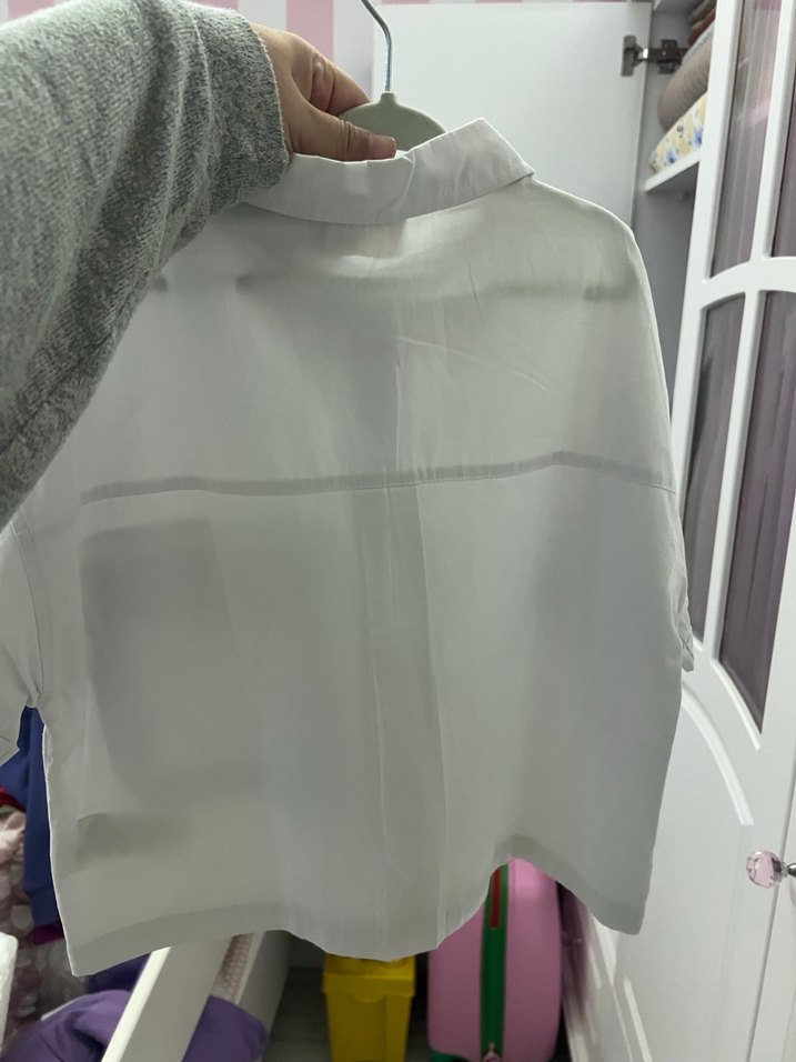 Kız Çocuk Beyaz Kısa Kollu gömlek - Görsel 5