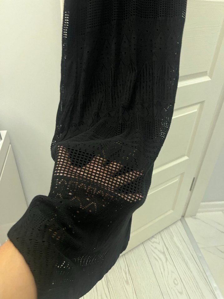 Siyah Uzun Salaş Kolsuz Elbise - Görsel 5