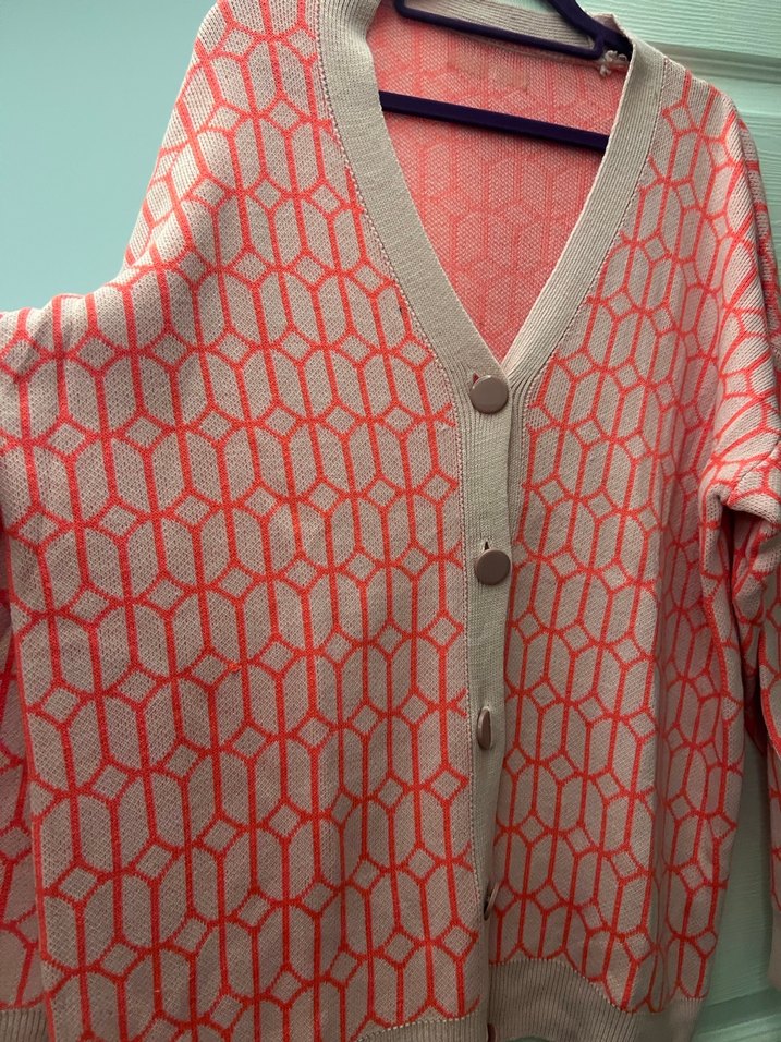 Düğmeli Pembe V Yaka Kadın Hırka - Görsel 3