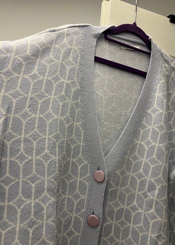 Düğmeli Gri Midi Kadın Hırka - Görsel 2