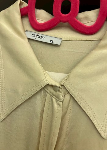 Bej Saten Düğmeli Kadın Gömlem - Görsel 4