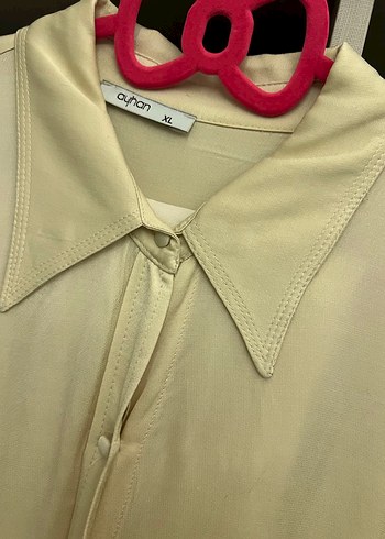 Bej Saten Düğmeli Kadın Gömlem - Görsel 5