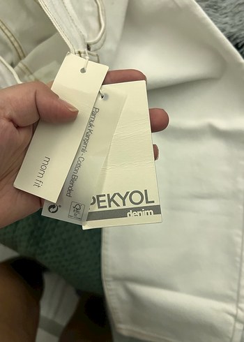 Beyaz Bol Kesim Midi Kadın Kot Pantolon - Görsel 6