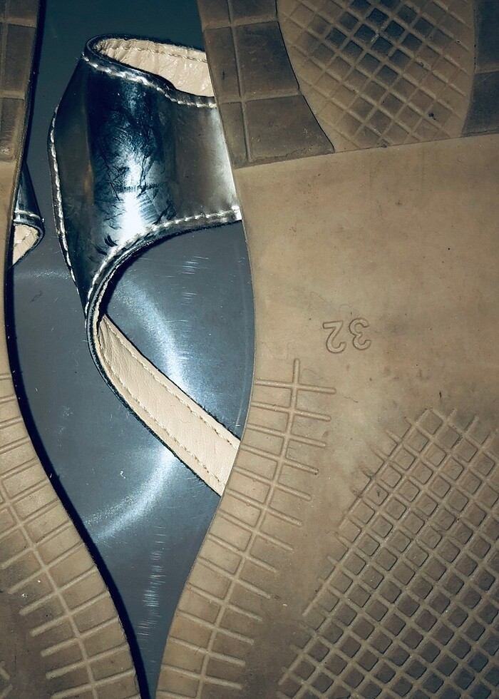 Taşlı gümüş renk sandalet - Görsel 2