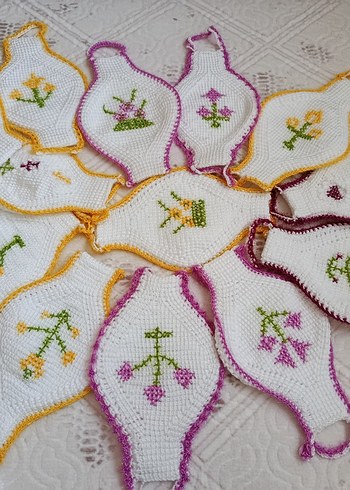 Beyaz Nakışlı el işi Banyo Süngeri - Görsel 4