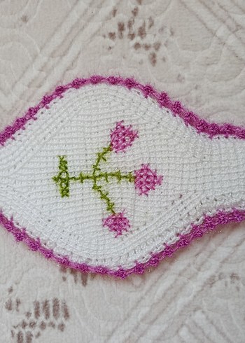 Beyaz Nakışlı el işi Banyo Süngeri - Görsel 2