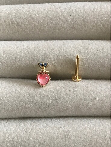  Beden pembe Renk Kalpli Taş Gold Helix/Tragus Piercing