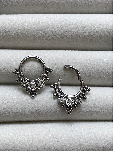  Beden Taşlı Gümüş Etnik Septum/Daith Piercing