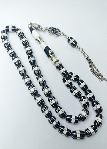 Erzurum Oltu Taşı Tesbih Full Gümüş - Görsel 2