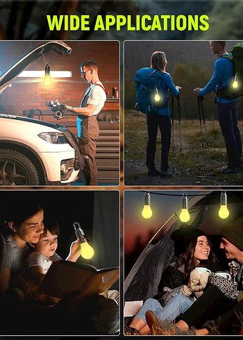Güneş Enerjili Şarjlı Kamp LED Ampul Lamba 3 Adet - Görsel 6