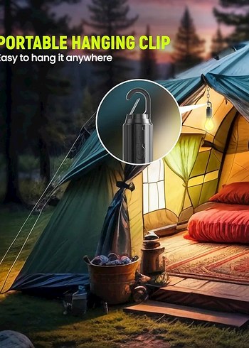 Sarı LED Kamp Lambası gün enejirili - Görsel 5