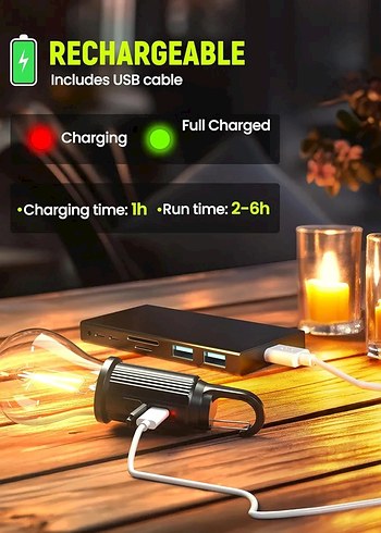 Sarı LED Kamp Lambası gün enejirili - Görsel 3