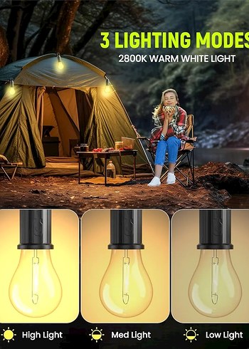 Sarı LED Kamp Lambası gün enejirili - Görsel 2