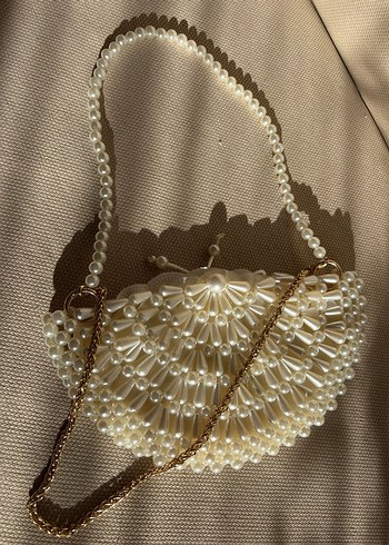 İncili istiridye çanta , midye çanta , inci boncuklu çanta - Görsel 6