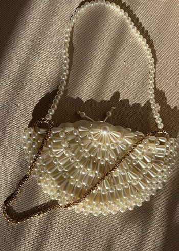 İncili istiridye çanta , midye çanta , inci boncuklu çanta - Görsel 8