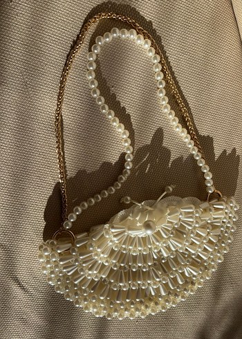İncili istiridye çanta , midye çanta , inci boncuklu çanta - Görsel 2