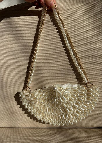 İncili istiridye çanta , midye çanta , inci boncuklu çanta - Görsel 7