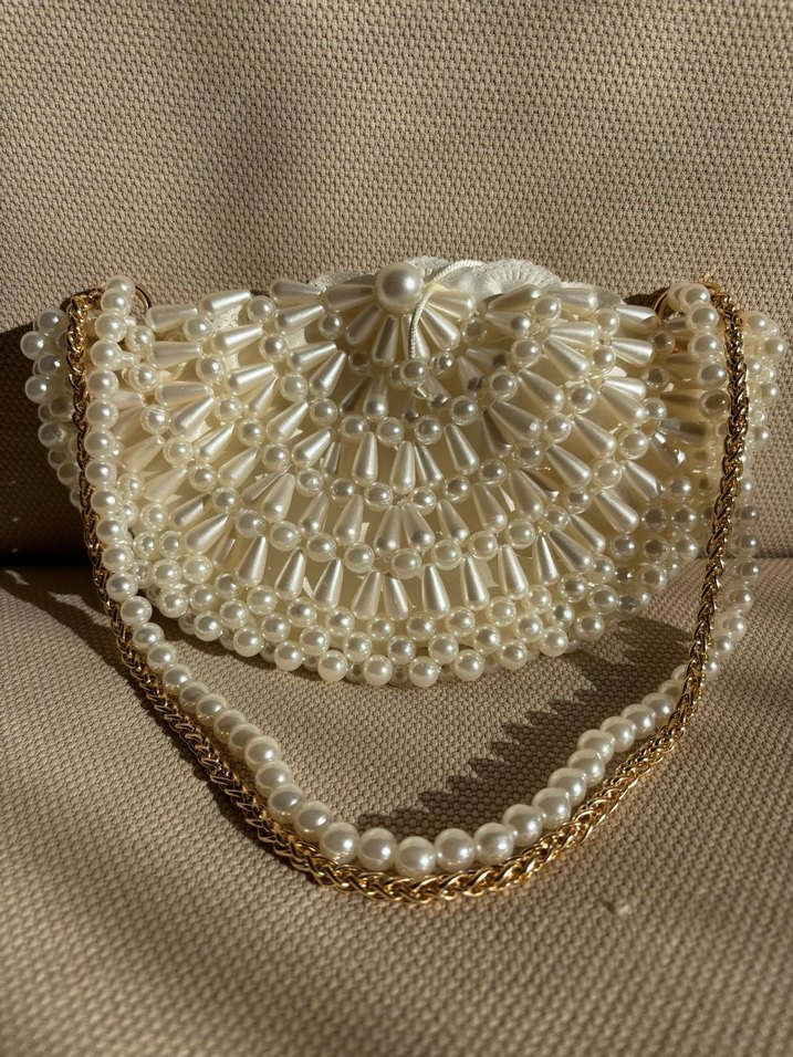 İncili istiridye çanta , midye çanta , inci boncuklu çanta - Görsel 5