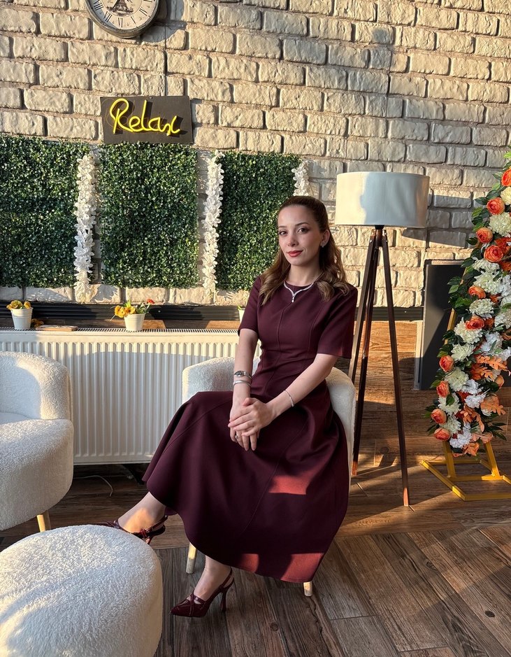 Kadın Mürdüm Uzun Elbise - Görsel 4