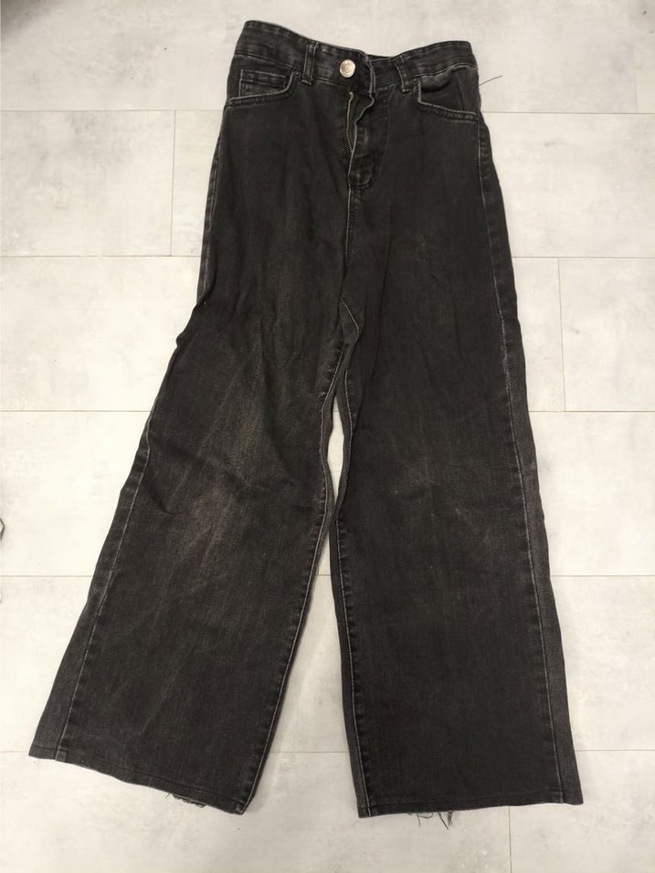 Siyah Geniş Kesim Kadın Denim Pantolon - Görsel 2