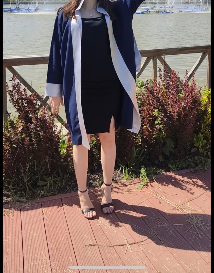 Kadın siyah Midi Mezuniyet Elbisesi - Görsel 2