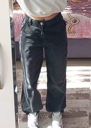 Siyah Bol Kesim Kadın Kot Pantolon