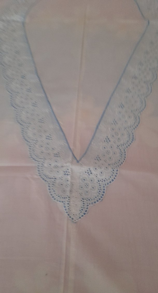 Nakışlı Beyazmavi dantelli   karyola Örtüsü - Görsel 5