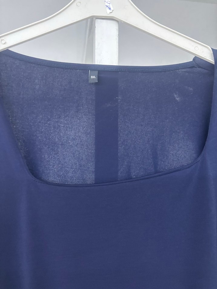 Lacivert Uzun Kollu Drapeli Kadın Bluz - Görsel 3