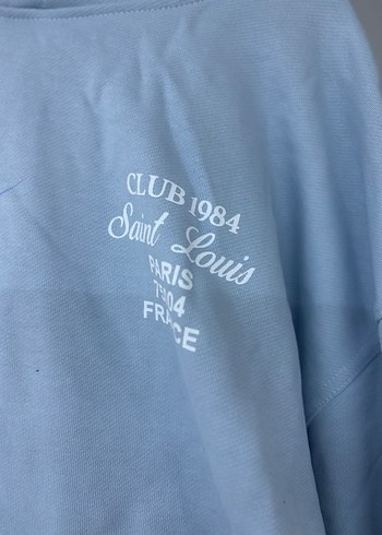 Zincir Detaylı Mavi Kapüşonlu Sweatshirt - Görsel 2