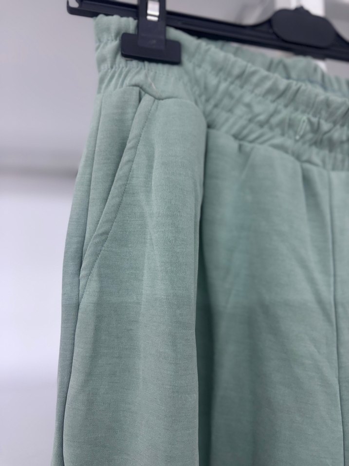 Kadın Yeşil Keten Salaş Eşofman - Görsel 2