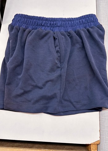 Bol Kesim Mavi Keten Hamile Şortu - Görsel 4