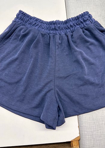 Bol Kesim Mavi Keten Hamile Şortu - Görsel 3