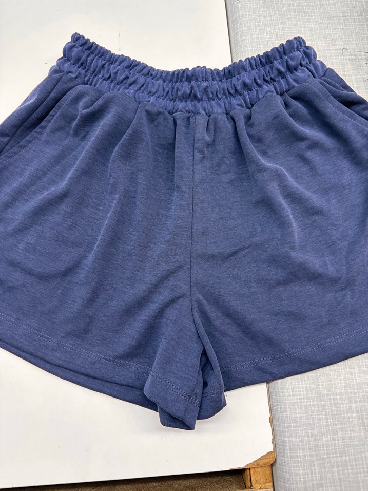 Bol Kesim Mavi Keten Hamile Şortu - Görsel 3