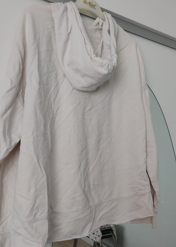 l Beden Beyaz Kapüşonlu Uzun Kollu Sweatshirt