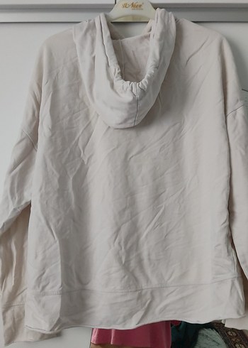 l Beden beyaz Renk Beyaz Kapüşonlu Uzun Kollu Sweatshirt