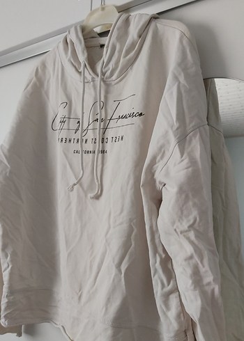 Diğer Beyaz Kapüşonlu Uzun Kollu Sweatshirt