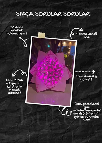 Pembe Şeffaf Kelebek çiçek - Görsel 2