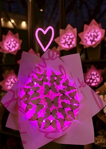 Pembe Şeffaf Kelebek çiçek - Görsel 4