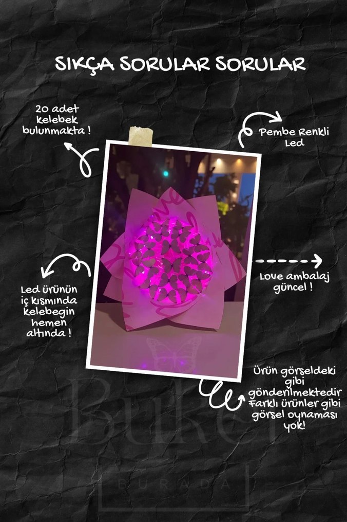 Pembe Şeffaf Kelebek çiçek - Görsel 2